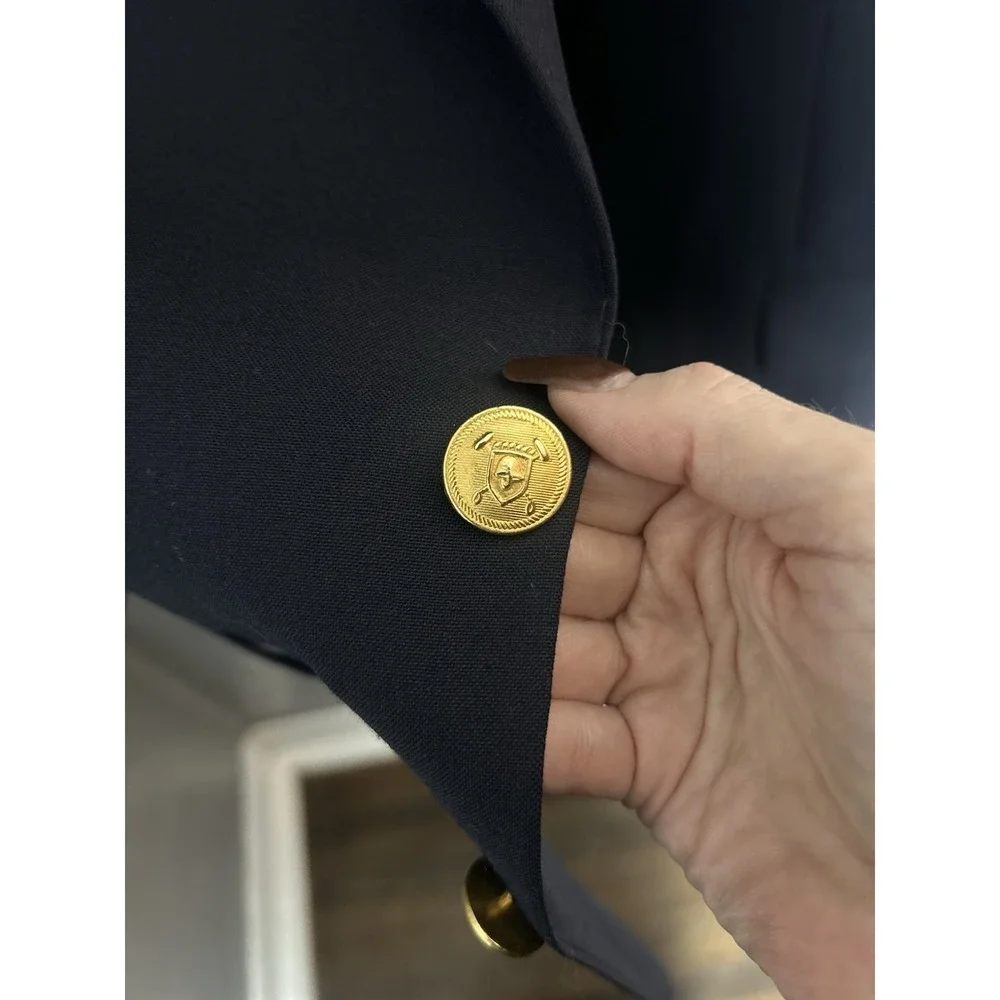 navy blue RALPH LAUREN‎ CHAPS gold buttons blazer suit jacket sport coat 42 R